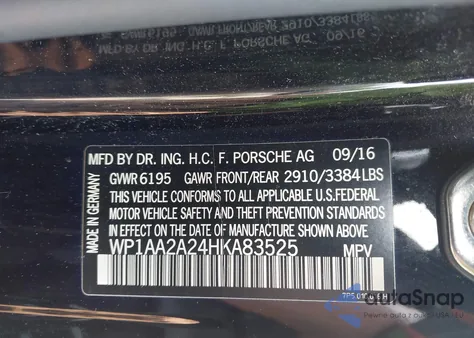 2017 Porsche Cayenne Platinum Edition z USA, uszkodzony, nr VIN WP1AA2A24HKA83525